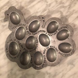 Unique, vintage, metal egg platter.